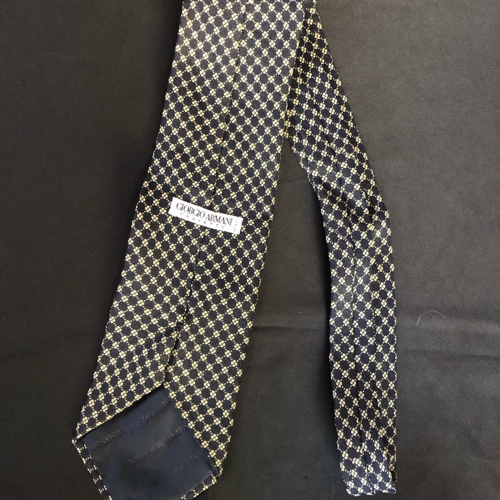 Giorgio Armani Black Tie with Gold Lattice Pattern